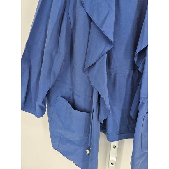 Chico's Women's Long Sleeve Purple Open Front Pockets Ruffle Jacket Size 3 (XL) - Picture 2 of 4